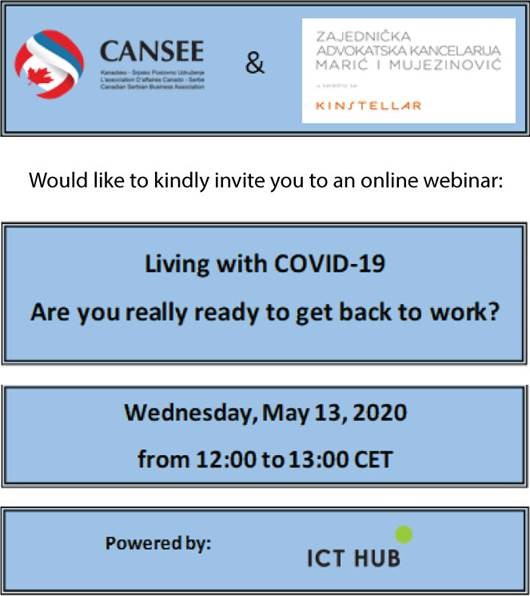 CANSEE & KINSTELLAR WEBINAR INVITATION: “Living with COVID-19  — Are you really ready to get back to work?” on Wednesday, May 13, 2020 @ 12:00 CET